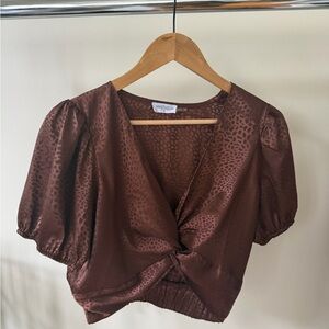 Vestique Chocolate Puff Sleeve Blouse